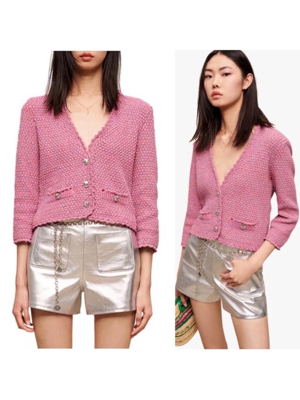 Maje Knit Effect Cardigan Size 1 Small Parisian Preppy Romantic